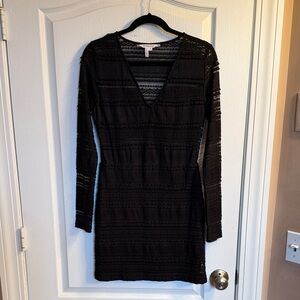 BCBGeneration Black Long-Sleeve Lace V-Neck Bodycon Dress